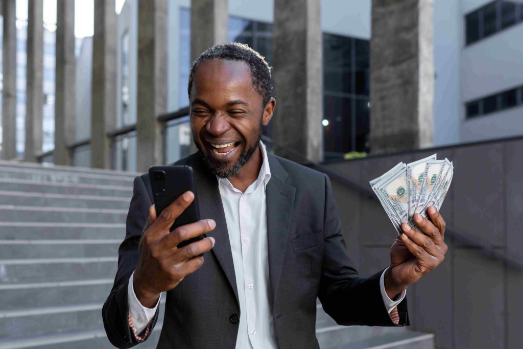 a man after securing a short term small business loan